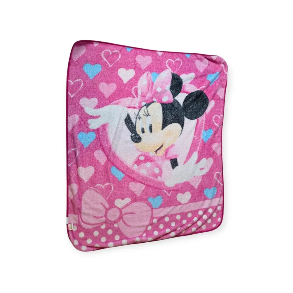 Disney Minnie Mouse Bowtique Pink Soft Fleece Throw Blanket 58